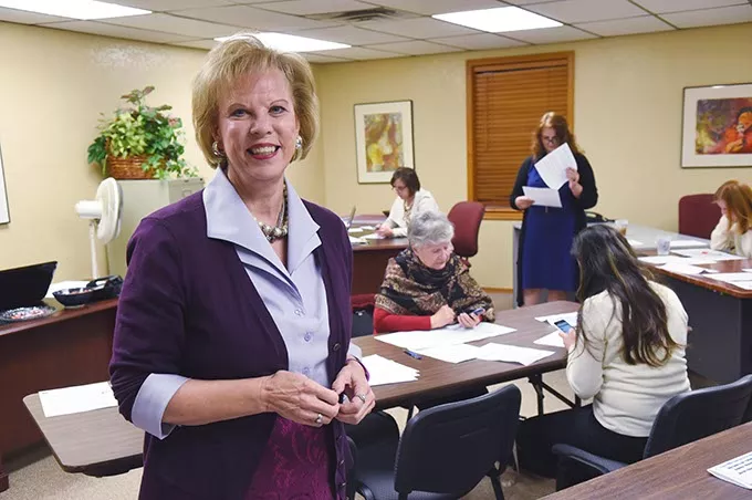 IEEW's Terry Neese, during a recent campaign, "Dialing for a Decade", raising money for women entrpreneurs from Afghanistan and Rwanda, at the IEEW (institute for the Empowerment of Women) in OKC, 12-1-15. - MARK HANCOCK