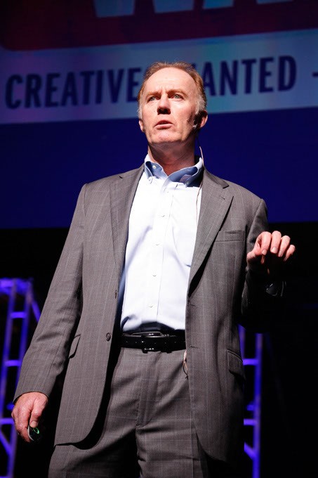 Jamie Gallagher delivers his presentation, "Creatives Wanted: Artists Need Not Apply" during the Creativity World Forum at the Civic Center in Oklahoma City, Tuesday, March 31, 2015. (Photo by Garett Fisbeck)