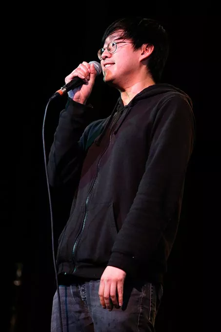 Comedian James Nghiem performs at the Sooner Theatre during Norman Music Festival, Thursday, April 23, 2015. (Garett Fisbeck)