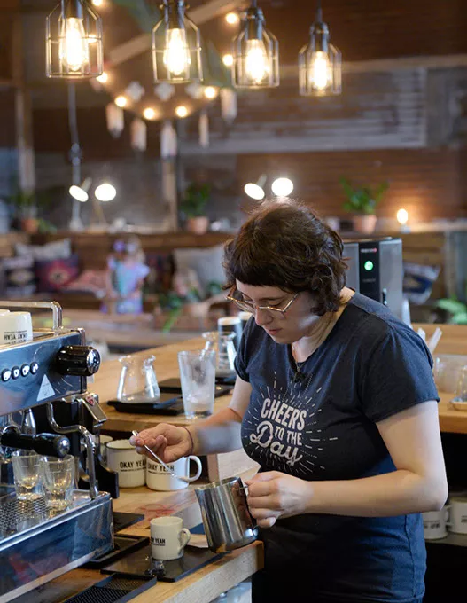?Cece Otero makes coffee at Okay Yeah Co., Wednesday, Sept. 7, 2016. - GARETT FISBECK