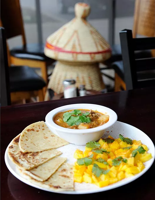Kenyan Chapati and Beef Stew at Haiget's in Edmond, Wednesday, Feb. 11, 2015. - GARETT FISBECK