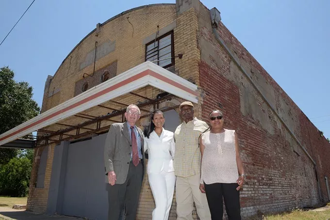 John McConnel, Karen Wallace Douglas, Arthur Hurst, and Sherri Williams, poses for a photo at the Jewel Theatre, Wednesday, June 28, 2017. - GARETT FISBECK