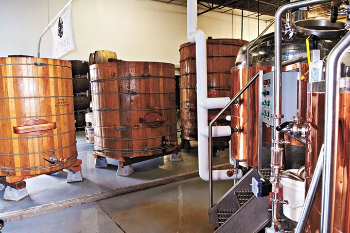 Brewing vats of wood and steal, at Athem Brewing Company. mh
