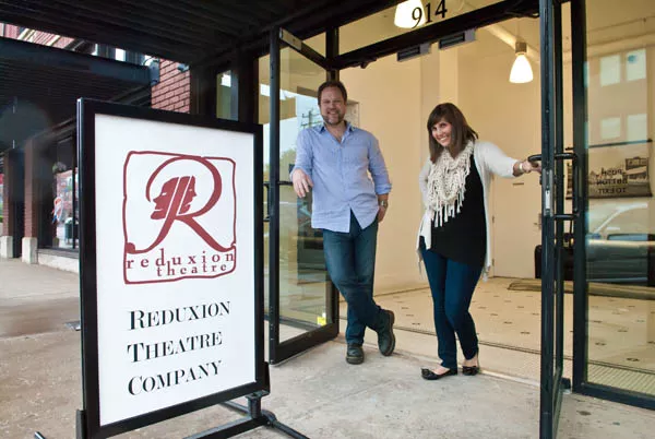 Reduxion Theatre Company's Tyler and Erin Woods at the front door entrance at 914 N. Broadway. mh