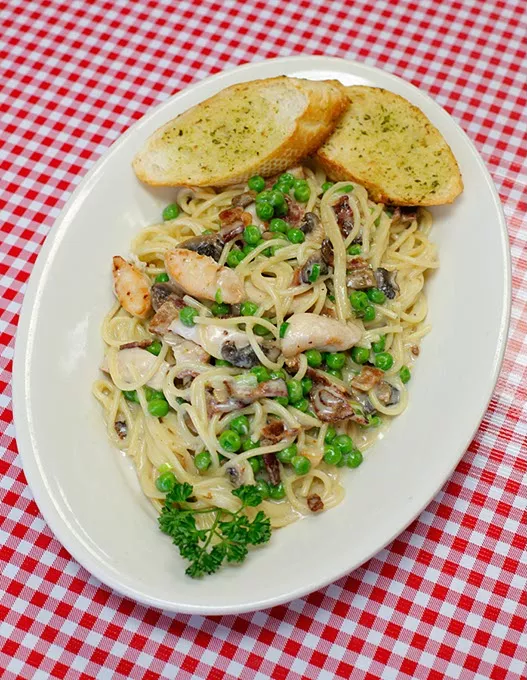 Grilled Chicken alla Carbonara at Amada's in Bethany, Thursday, March 30, 2017. - GARETT FISBECK
