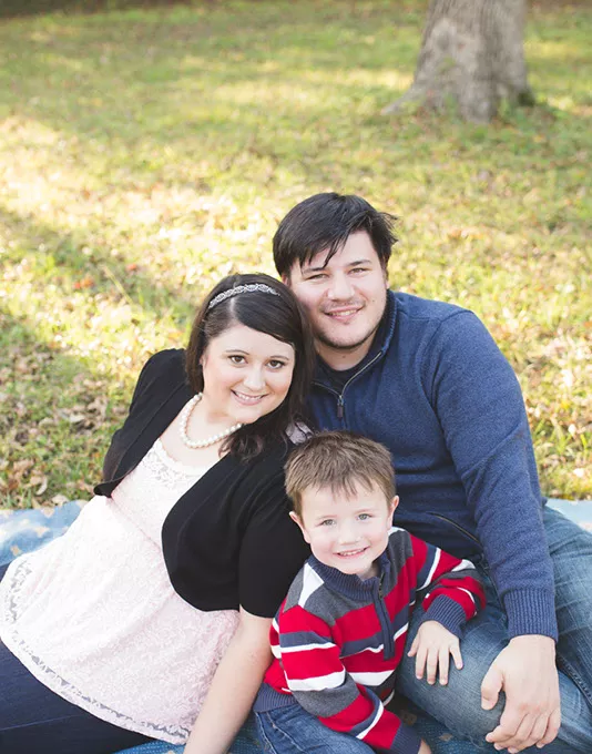 Foster mom Danielle James with her husband Joshua James and stepson Wyatt. (Photo Erika Featherstone / Featherstone Photography / provided)