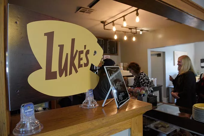 Customers line up as Cuppies and Joe becomes Luke's Diner for a day, Wednesday, Oct. 5, 2016. - GARETT FISBECK