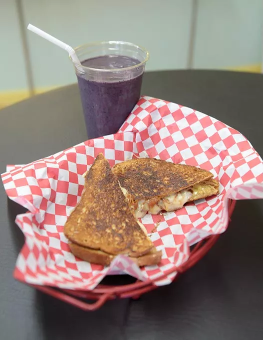 Grilled cheese and Green Machine at Bay Street Bistro & Smoothie Bar in Norman, Wednesday, Dec. 21, 2016. - GARETT FISBECK