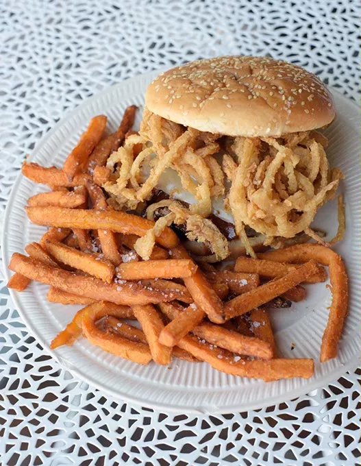 Barbeque bacon burger at Stacy's Place in Guthrie, Tuesday, May 9, 2017. - GARETT FISBECK