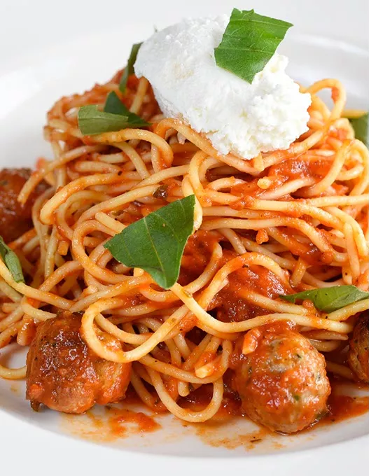?Spaghetti polpettine at Patrono, Tuesday, May 17, 2016. - GARETT FISBECK