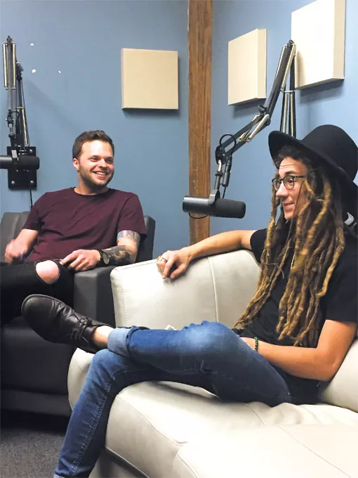 Inside the 405 host Travis Tester left speaks with rapper Chief Peace right during an episode of the show. | Photo Mason Lehman / provided