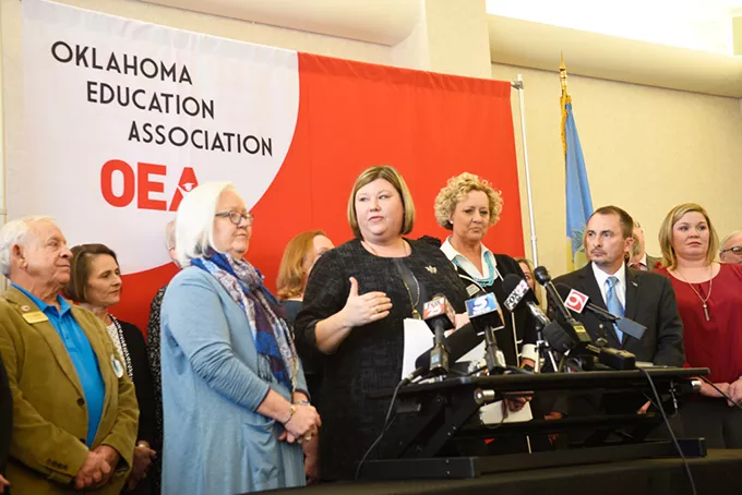 As president of Oklahoma Education Association, Alicia Priest center led the statewide teacher walkout. Now, OEA’s attention is on the election season. - LAURA EASTES
