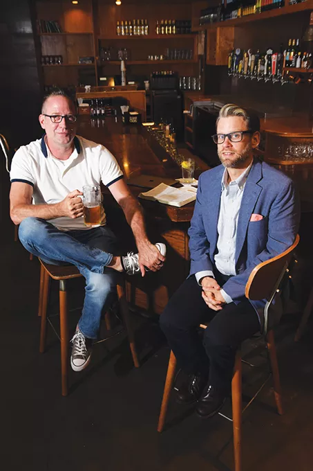 Doug Serven and Bobby Griffith of CityPres spend much of their time meeting the public in coffee shops and bars near the church’s Midtown location. - MARK HANCOCK