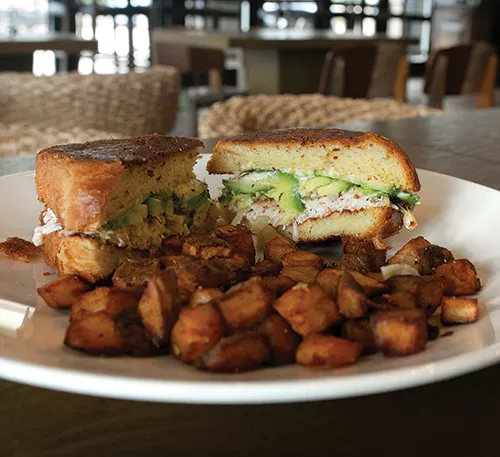 The California roll sandwich is served on housemade brioche bread. - ALEXA ACE