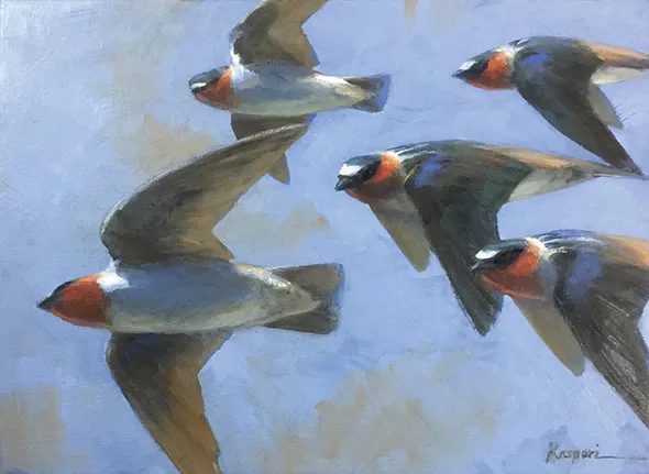 “Cliff Swallows” by Debby Kaspari - THE DEPOT GALLERY / PROVIDED