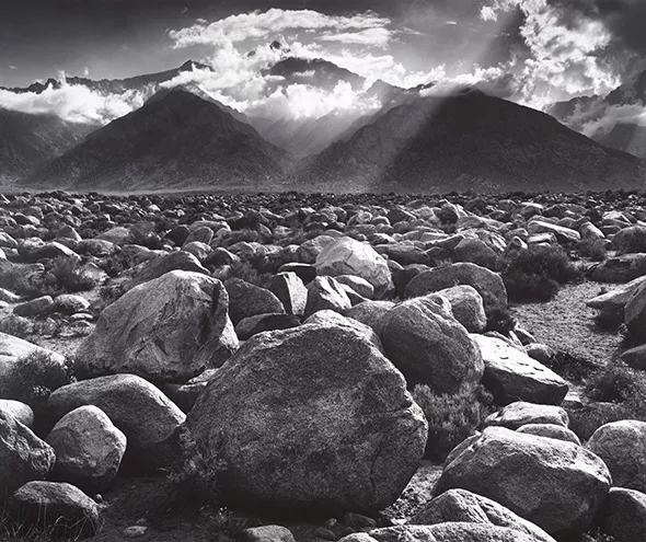 Mount Williamson, the Sierra Nevada, from Manzanar, California, 1945 - ANSEL ADAMS COLLECTION CENTER FOR CREATIVE PHOTOGRAPHY ©THE ANSEL ADAMS PUBLISHING RIGHTS TRUST / PROVIDED
