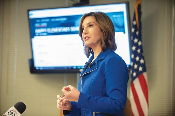 State superintendent Joy Hofmeister revealed the revamped school report card system at a media event Feb. 26; it was approved and launched Feb. 28. - MIGUEL RIOS