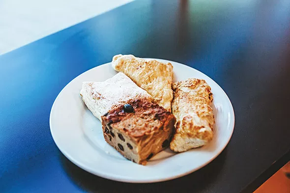 Guava puff pastry, pineapple turnover, quesito and bread pudding at D Taino - ALEXA ACE