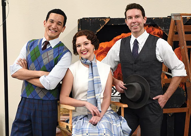 Richard Riaz Yoder, Tatum Grace Ludlam and Jeremy Benton star in Lyric Theatre’s production of Singin’ in the Rain through Sunday at Civic Center Music Hall’s Thelma Gaylord Performing Arts Theatre. - LYRIC THEATRE / PROVIDED