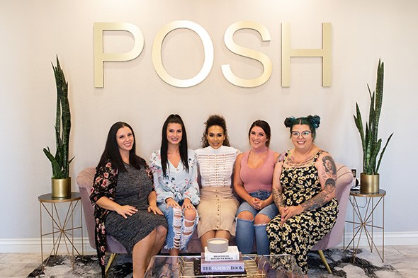 Ashley Morford, Micah Lauren, Shellica Jordan, Ashley Jackson and Sally Rowe provide an array of beauty services at Posh Beauty Bar & Lash Studio. - ALEXA ACE