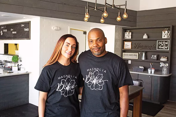 Kaylee and Dwayne Johnson inside Magnolia Bistro - ALEXA ACE