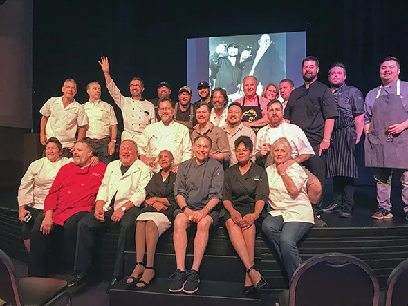 Chefs onstage at Will Rogers Theater Event Center for the John Bennett memorial - PROVIDED