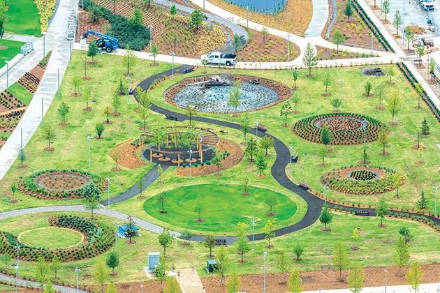 Crews are working around the clock to prepare Scissortail Park for the grand opening weekend Sept. 27-29. - PROVIDED
