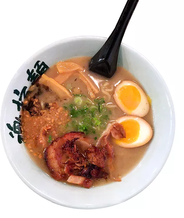 The tonkotsu garlic ramen utilizes four types of garlic. - JACOB THREADGILL