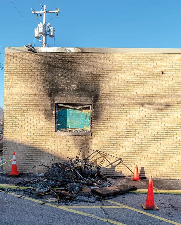 Both SB Body Arts and Steve’s Greens, owned by Stephanie and Dustin Mathis, were damaged in the fire. - PHILLIP DANNER