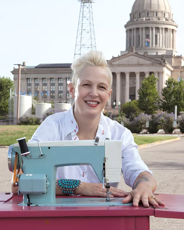 Marilyn Artus will sew the first 19 stripes onto the flag’s star field 2:30-4 p.m. Jan. 18 at Oklahoma History Center. - PROVIDED