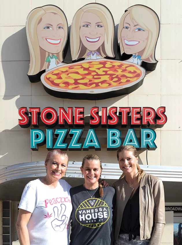 from left Traci Stone, Tami Stone-Lake, and Sheli Stenseth are owners of Stone Sisters Pizza Bar and Stone Edibles. - PHILLIP DANNER