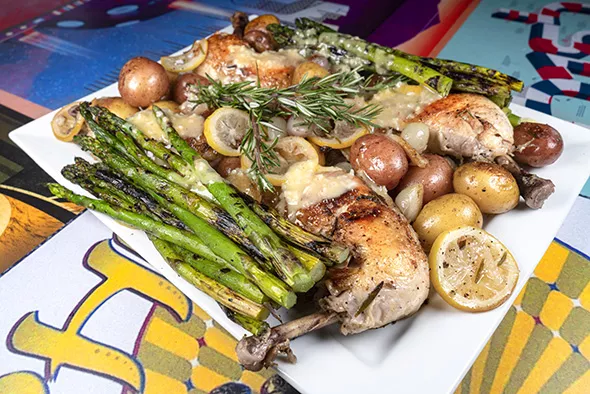 Chicken confit made with infused oil and budder - PHILLIP DANNER