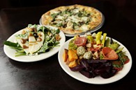 GARETT FISBECK - Truffle Shuffle pizza, antipasto, Spinach Salad, at The Wedge in Oklahoma City, Monday, Jan. 12, 2015.