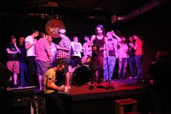 Phil Longo's Hat Trick Band Bingo musical skills challenge at Will's Pub (photo by Ashley Belanger)