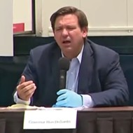 Florida Gov. Ron DeSantis wore a single rubber glove at his coronavirus briefing today for some reason