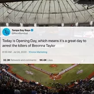 Tampa Bay Rays celebrated opening day by reminding everyone the cops who shot Breonna Taylor still haven&rsquo;t been arrested