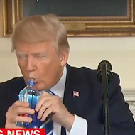 A very thirsty Donald Trump had his own Marco Rubio water bottle moment today