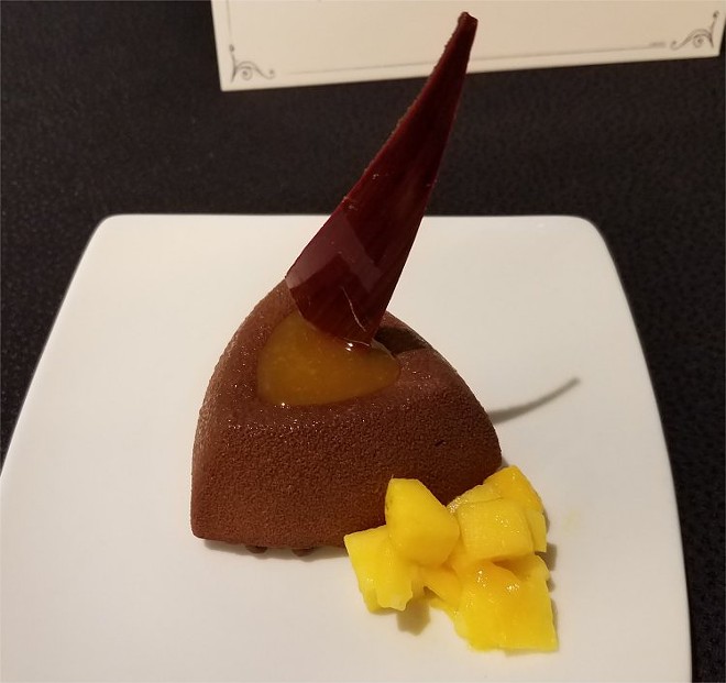 Chocolate Picante: Dark chocolate mousse with cayenne pepper, chili powder and mango. (Flavors From Fire) - FAIYAZ KARA