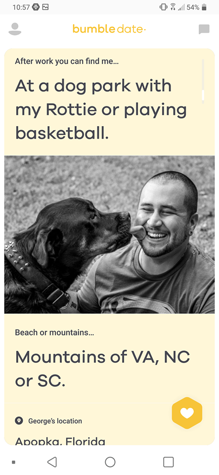 SCREENGRAB VIA BUMBLE, OBTAINED BY ORLANDO WEEKLY