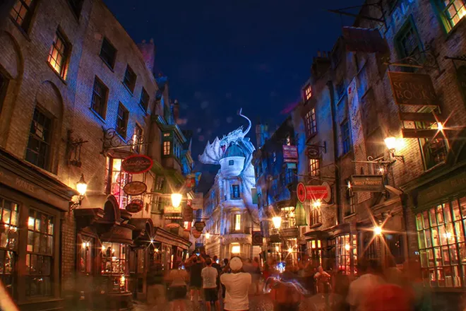 Visit the attractions of Diagon Alley and the Wizarding World of Harry Potter in the order they appeared in the books