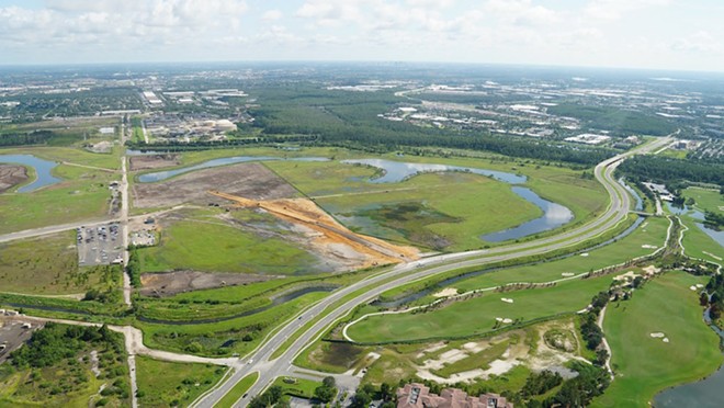 Universal has built a new access road to its expansion properties a few miles southeast of its current theme parks in Central Florida. - PHOTO BY BIORECONSTRUCT VIA TWITTER
