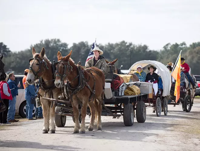 Along with the 400-plus riders and volunteers, - about 20 wagons braved the trip.