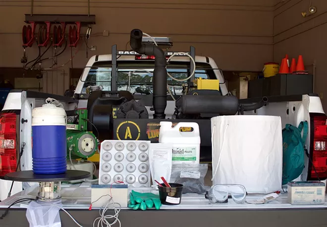 A county truck loaded with mosquito abatement supplies. - PHOTO BY MONIVETTE CORDEIRO