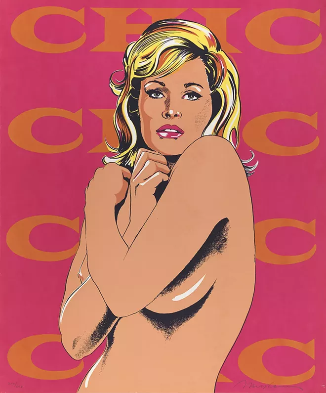 MEL RAMOS, SCREENPRINT, "CHIC," FROM THE PORTFOLIO "11 POP ARTISTS, VOLUME I" (1965). SMITHSONIAN AMERICAN ART MUSEUM, GIFT OF PHILIP MORRIS INCORPORATED. © MEL RAMOS, LICENSED BY VAGA, NEW YORK