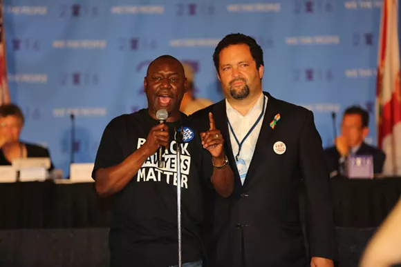 Attorney Ben Crump, left, and former NAACP president Ben Jealous, right, come together to support a criminal justice amendment. - PHOTO BY JOEY ROULETTE