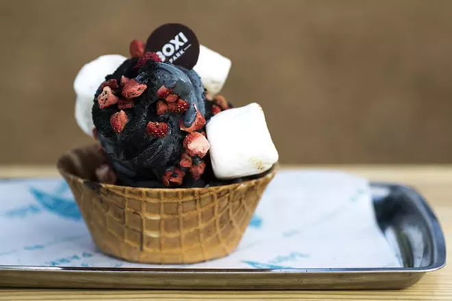 Black vanilla soft serve from Before It Melts - PHOTO BY ROB BARTLETT