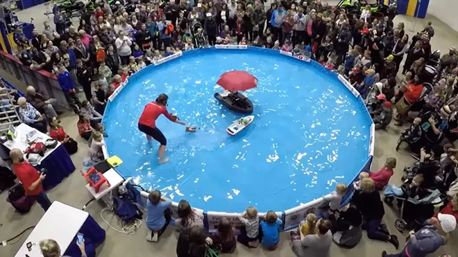 Twiggy water skiing at the 2019 KX Sport Show in Minot, North Dakota - SCREENSHOT VIA TWIGGY, INC./YOUTUBE