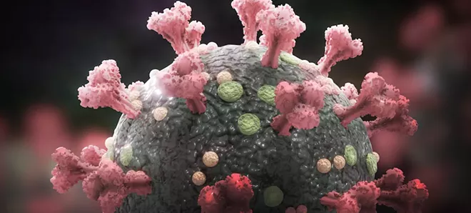 Medical 3-D rendering of microscopic view of coronavirus - IMAGE VIA ADOBE STOCK