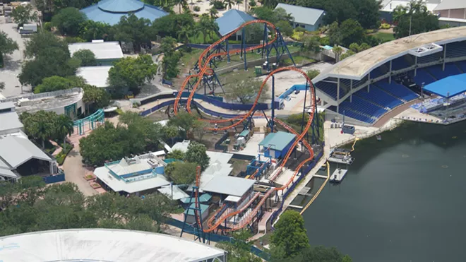 A photo from late May showing Ice Breaker under construction at SeaWorld Orlando while the park is closed. - IMAGE VIA BIORECONSTRUCT | TWITTER