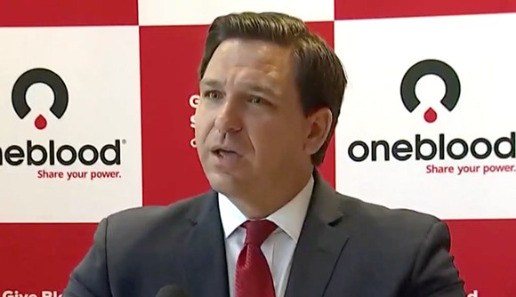 Gov Ron DeSantis is interrupted by yet another heckler on Monday - SCREENSHOT VIA FLORIDA CHANNEL